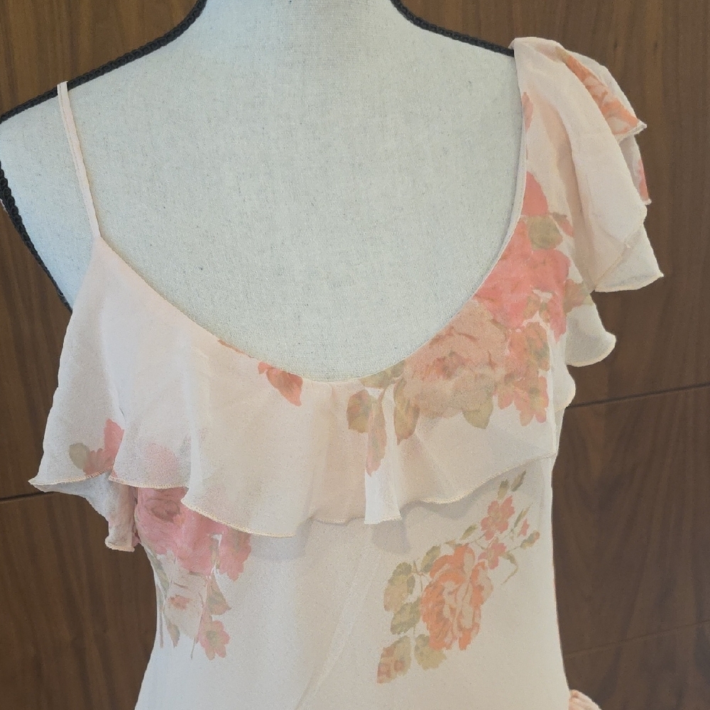 Free People Asymmetrical Floral Dress - Cream and Pink Size XS NWT - Picture 3 of 8